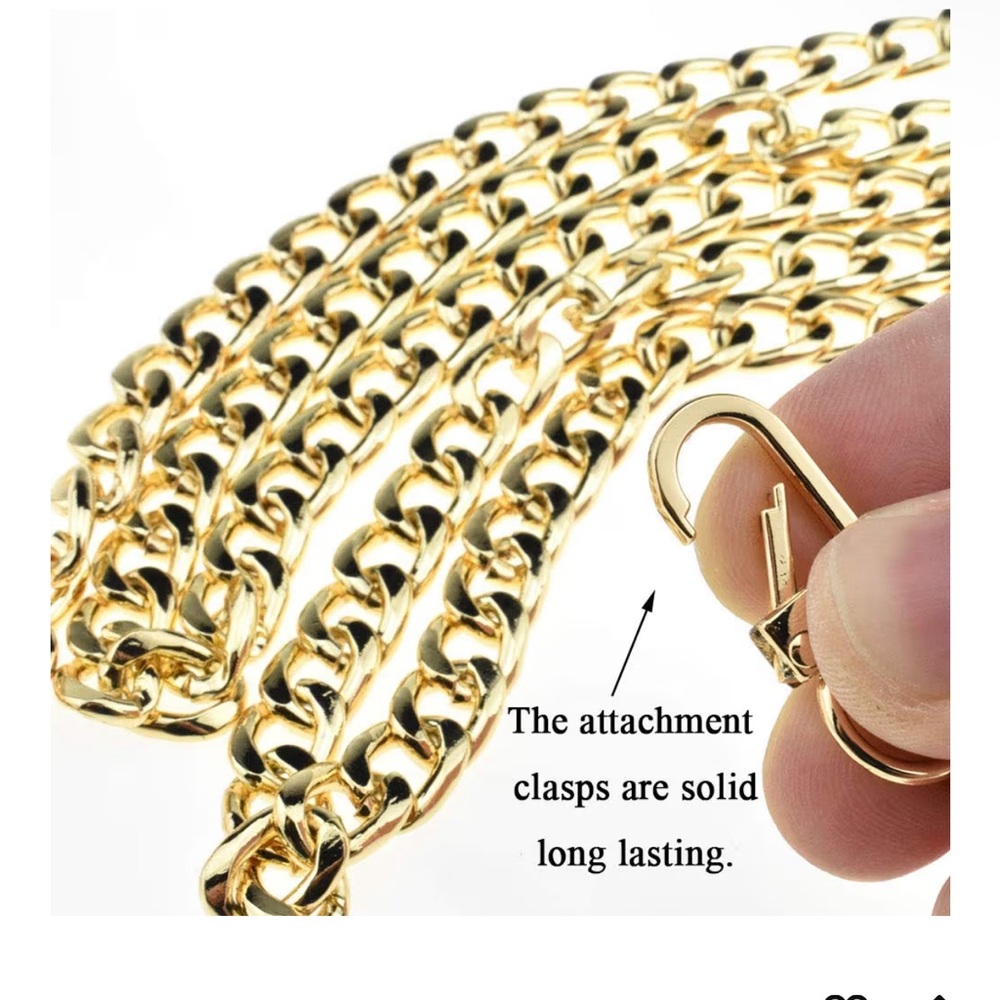 🆕 Purse Chain Strap 43.3' Gold for Shoulder Cross Body Sling Purse Handbag - Picture 3 of 5